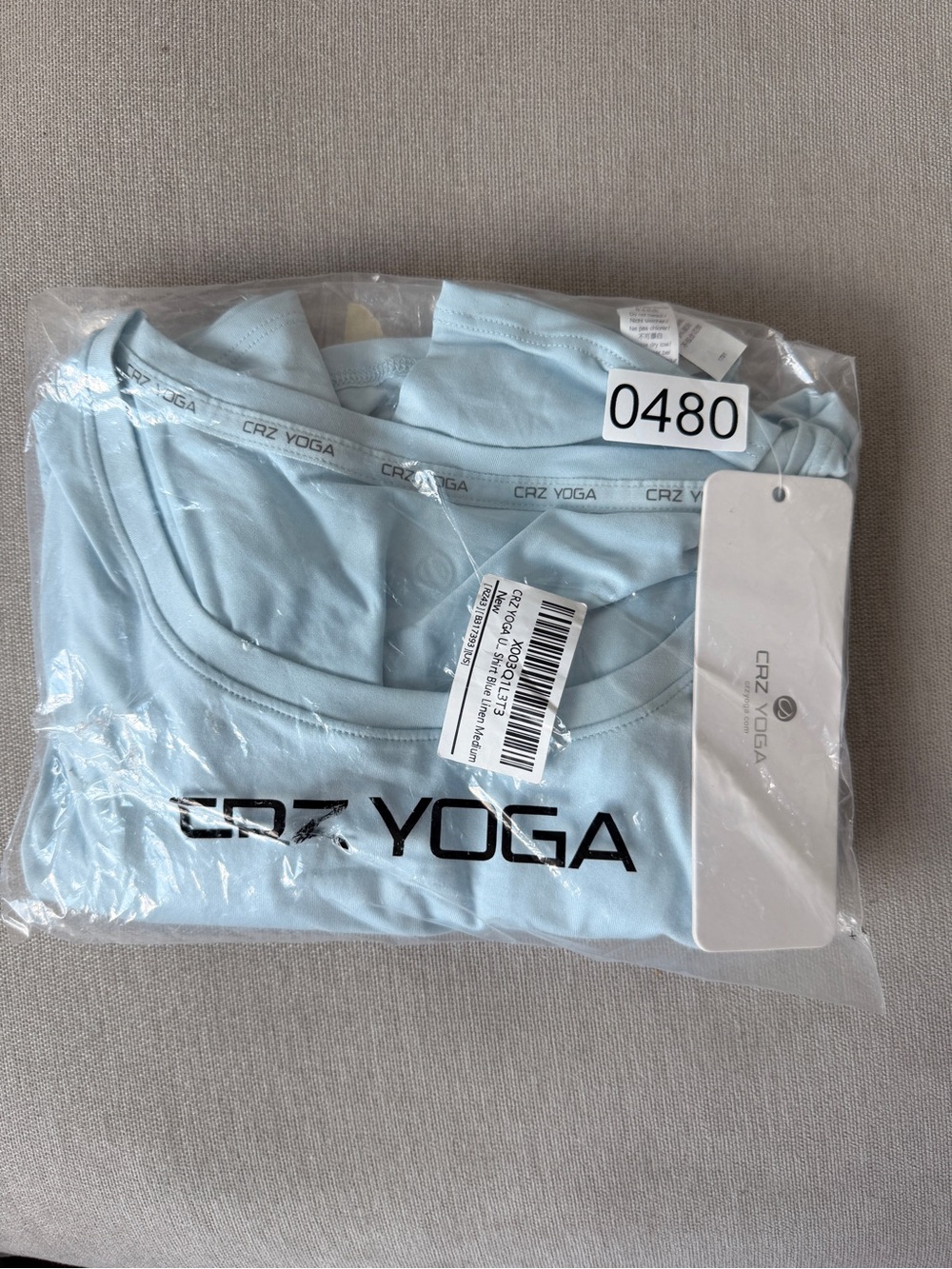 CRZ YOGA Women Cropped Top Long Sleeve Shirt Light Blue Workout Gym Yoga M 8/10 - Picture 8 of 8